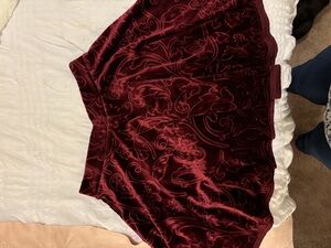 Burgundy velvet mini skirt